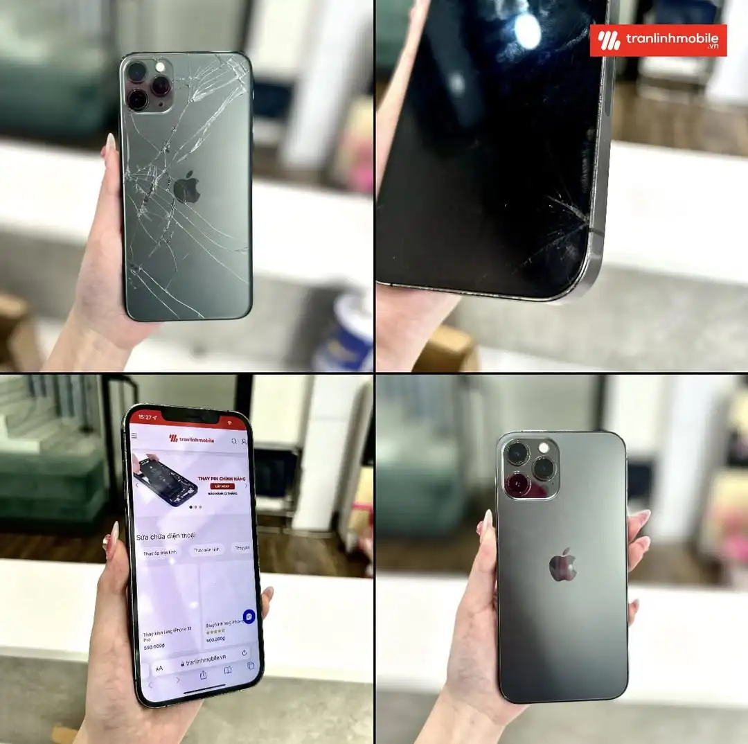 Thay nắp kính lưng iPhone 12 Pro Max chính hãng tại Trần Linh Mobile